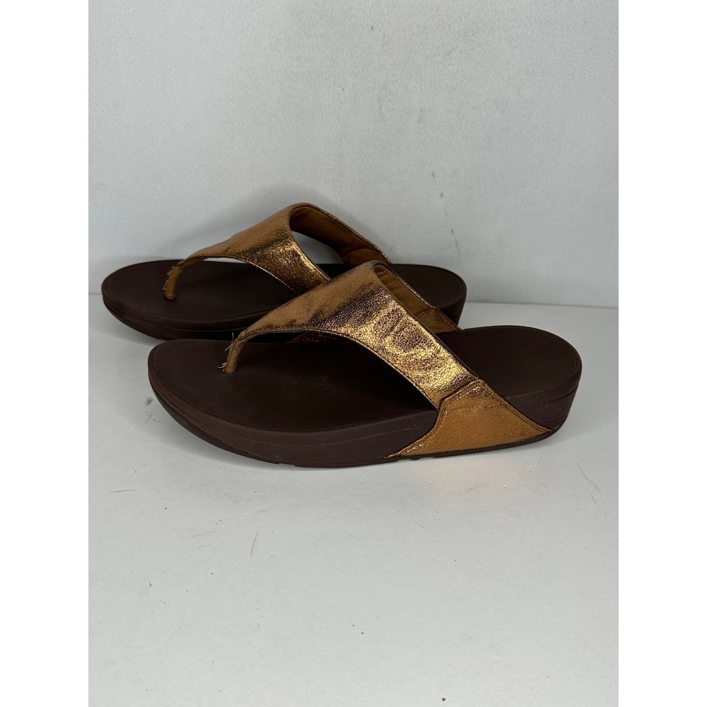 FitFlop Lulu Bronze Metallic Leather Microwobbleboard Sandals Boho Chic Sz 9